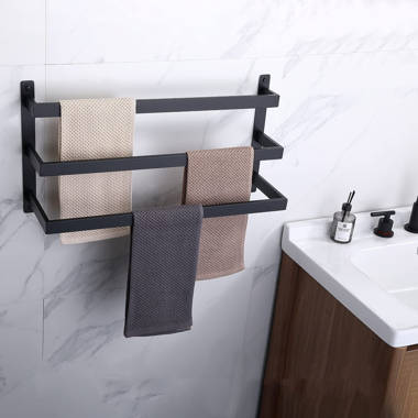 Matte black discount bathroom towel rack